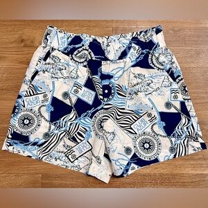 Talbots linen cotton blend Club Azur preppy vacation shorts elastic waist petite